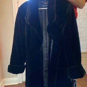 Black faux fur coat